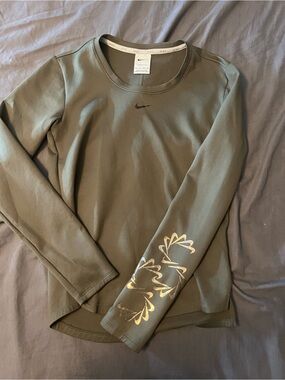 Nike Olive Green Therma-Fit Crew Neck Top